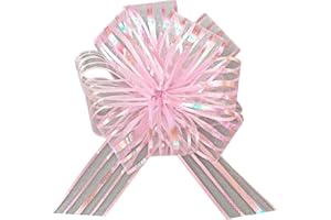 jefyghe 6 PCS Large Pull Bows 6 Inch Five-Striped Pink Bows for Gift Wrapping Wedding Basket Decorated Birthday Party Christm