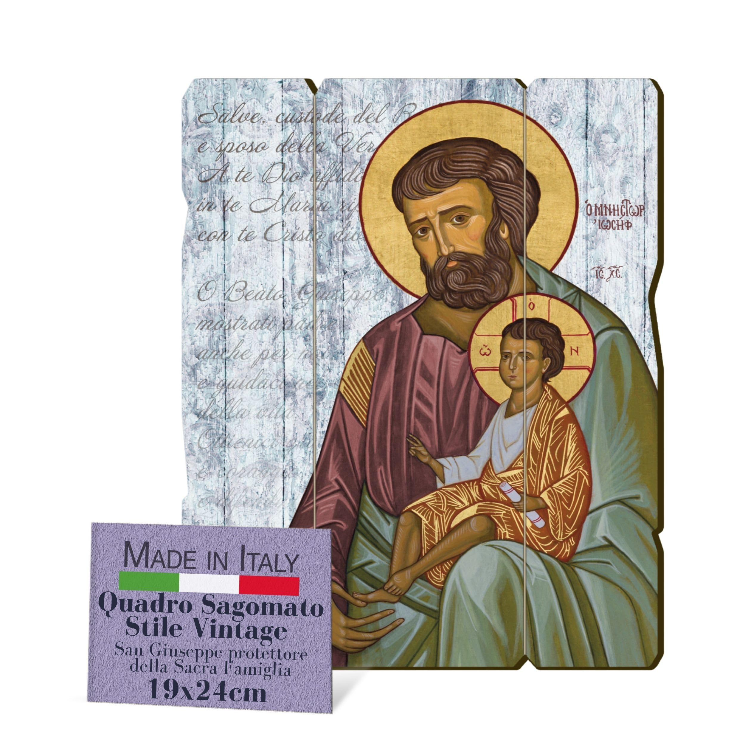 F.LLI BONELLA FRATELLI BONELLA - Vintage Shaped Saint Joseph Picture - Poplar Wood Picture Thickness 8mm - Religious Bedroom Picture 19 x 24 cm - 100% Made in Italy โ image 1