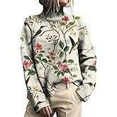 MARSVOVO Fashion Casual Fall Sweaters for Women Soft Loose Cozy Turtleneck Sweater Vintage Spring Pullover Tops