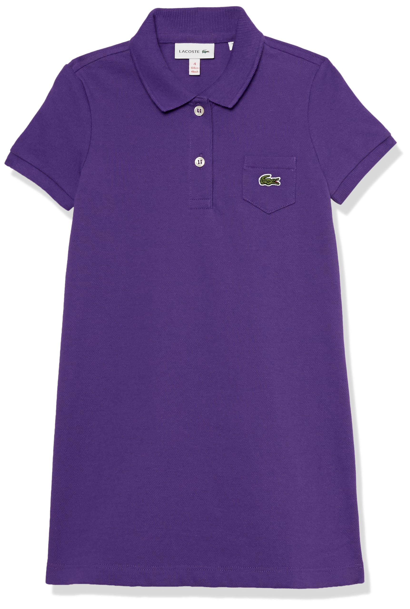 Lacoste Unisex-Child Classic Pique Dress with Pocket, Acai, 6 Years
