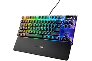 SteelSeries Apex 7 TKL Compact Mechanical Gaming Keyboard – OLED Smart Display – USB Passthrough and Media Controls – Linear and Quiet – RGB Backlit (Red Switch)