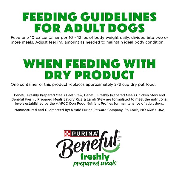 PURINA BENEFUL GRAVY WET DOG FOOD VARIETY PACK, PREPARED MEALS STEW – (12) 10 OZ. TUBS