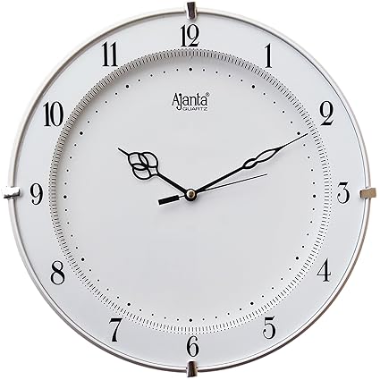 Ajanta Plastic Wall Clock (28 cm x 28 cm x 3.5 cm, White)
