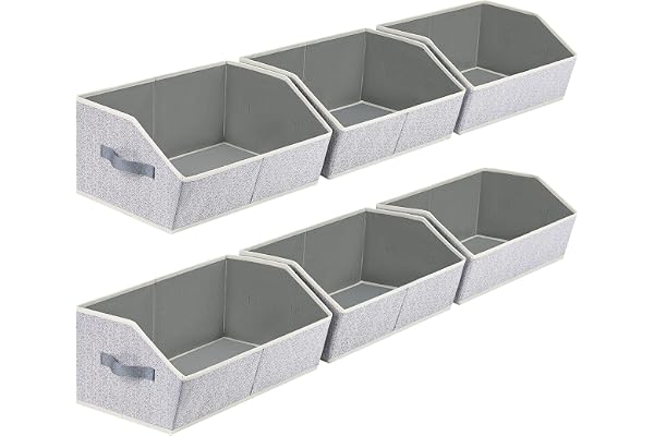 DIMJ Closet Organizers Bins Shelves - 6 Pack Foldable Storage Baskets with Handles, Fabric Trapezoid Storage Bin Organization