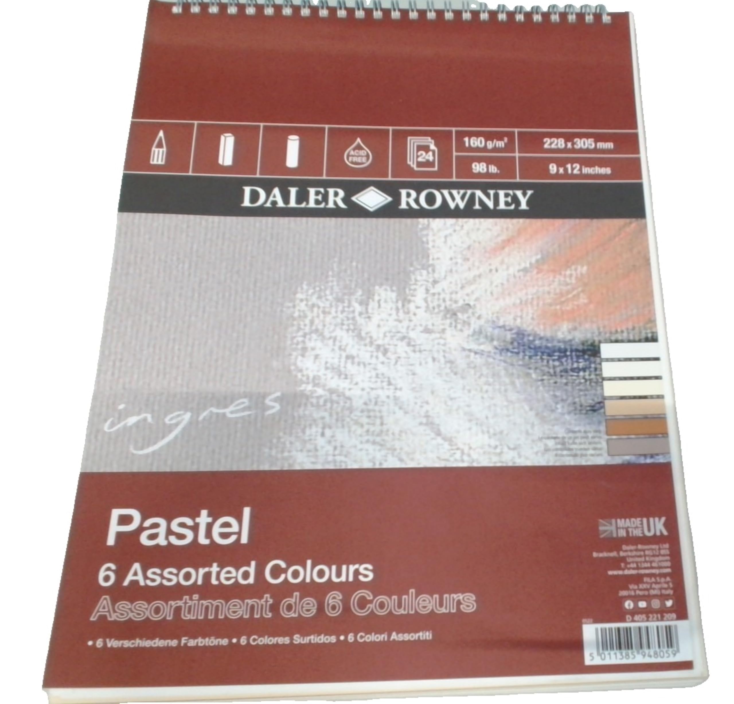 Ingres 6 Pastel Shades Spiral 12 x 9 inch 160G 24SH