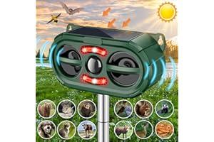 HOMEDA Ultrasonic Animal Repeller,Solar Powered Animal Repellent Outdoor Cat Repellent Dog Deterrent Waterproof Ultrasonic Bird Repellent with Motion Sensor for Squirrel Rabbit Fox Raccoon,Yard Garden Farm