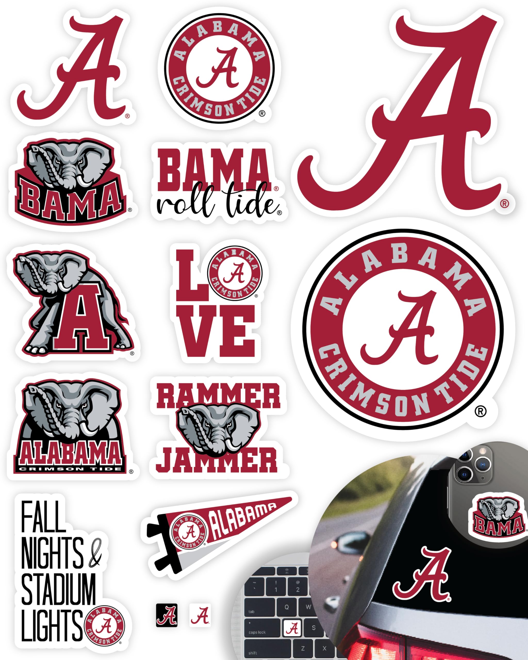 University of Alabama Stickers for Gift, Car, Water