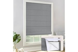 LazBlinds Cordless Roman Shades - No Tools No Drill Easy Install Blackout Window Blinds, Thermal Insulated Room Darkening with UV Blocking for Bedroom/Living Room, Window Size 35" W x 64" H, Charcoal