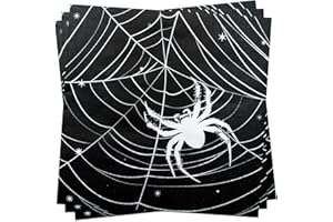 ZVK Halloween Paper Napkins Disposable 80 Pieces Spider Cobweb Party Napkins 13" x 13" Luncheon Napkins Dinner Napkins Black for Party
