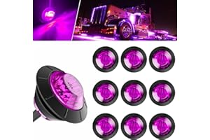 BJZ 3/4'' LED Trailer Marker Clearance Lights Purple Round 12V LED Side Marker Front Rear Running Signal Tail Indicator Light Waterproof for Trailer Truck ATV UTV RV Van Pickup, 10Pcs w/Purple Lens