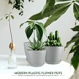 Utopia Home Plastic Planters Grey 5 Pack Multisize Indoor Flower Pots Decorative view 5