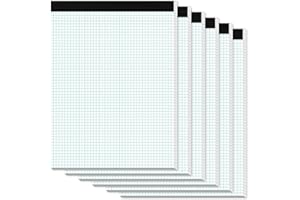 Zaviko Graph Paper Pad 8.5 x 11, 6 Pack, 5x5 Graph Ruled, White 70 GSM Graft Paper, 50 Sheets/Pad