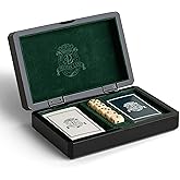 Preston Lane Chester Luxury Game Box – Wooden Playing Card & Dice Set with Velvet Lining – Burled Wood & Black Lacquer Finish