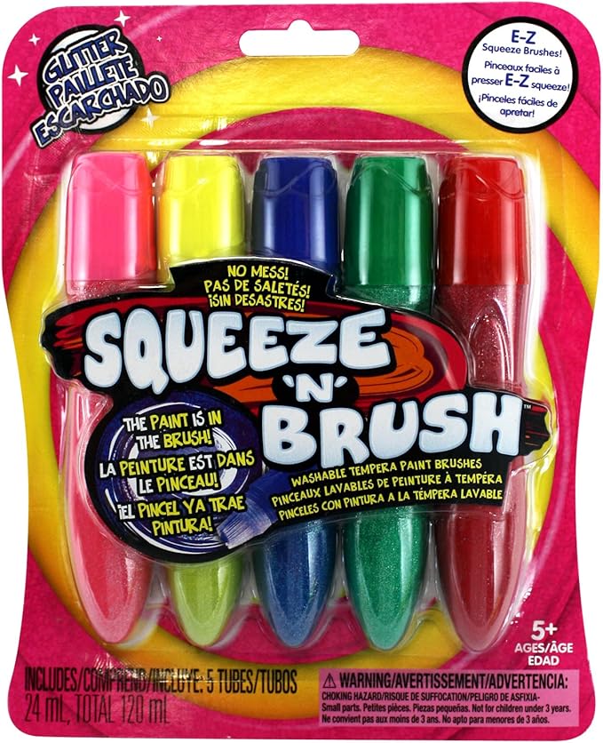 Elmer's Squeeze and Brush Washable Tempera Paint Brushes, Glitter