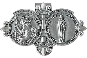 Fanhostco Saint St Christopher Medal for Car, Auto Car Sun Visor Clip, Bless Driving Safety Gift for New & Old Drivers Teens Girls Men