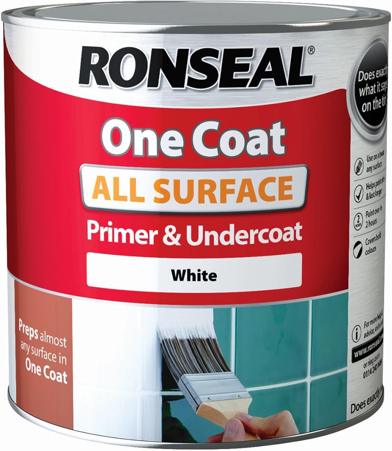 Ronseal One Coat All Surface Primer 2.5L, White, 2.5 ml (Pack of 1)