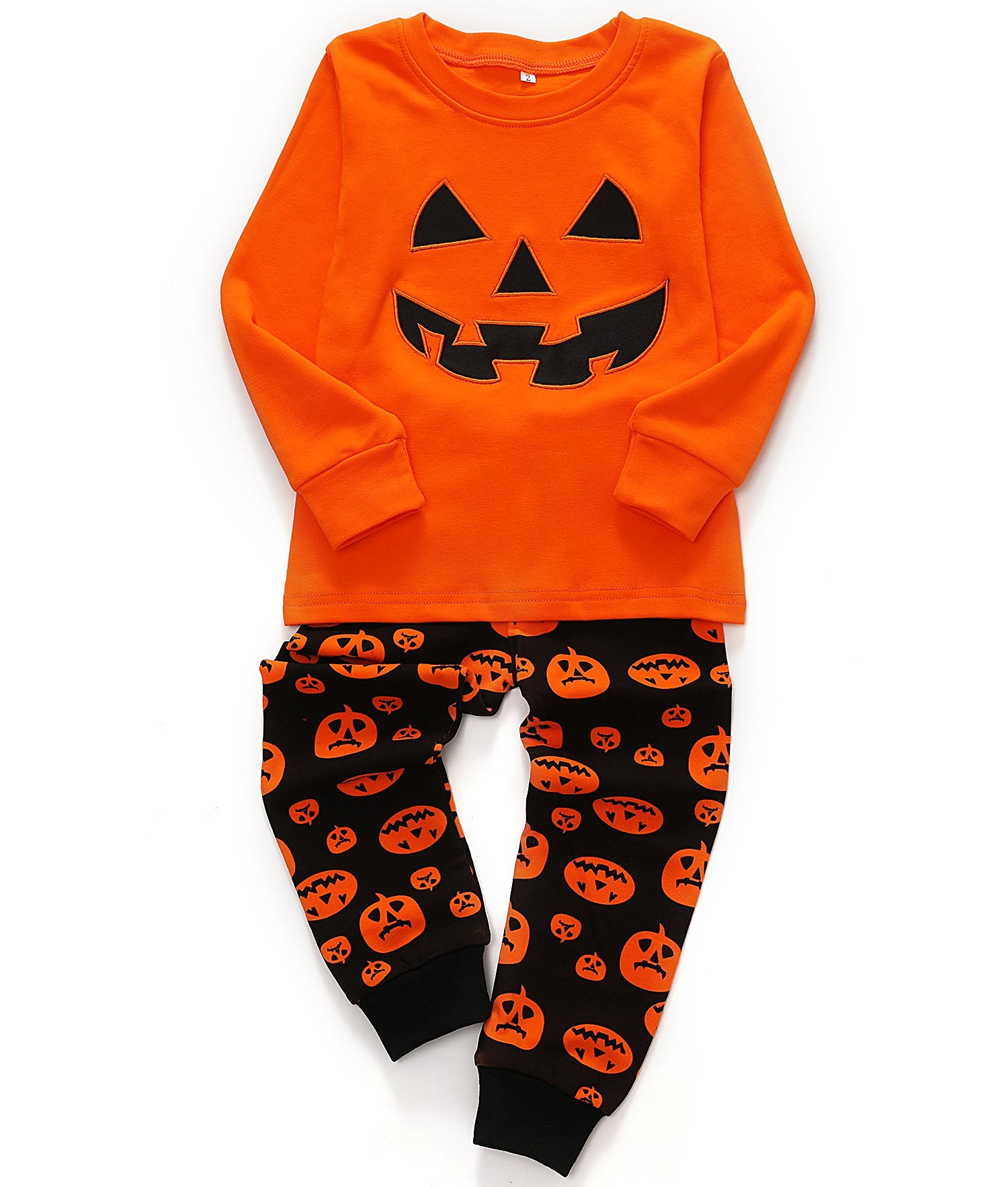 Little Boys Girls Halloween Pajamas Cotton 2 Piece Long Sleeve Pumpkin Sleepwears Set Toddler Kid Clothes Size 3-4Years