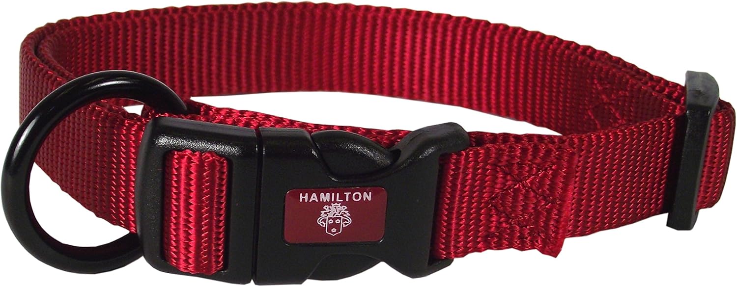 Hamilton Adjustable Nylon Dog Collar, Red, 3/4" x 1622