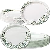 Havawish 100 Pcs Spring Easter Sage Green Oval Paper Plates Heavy Duty 10" x 12" Disposable Dinner Size Serving Platters Large Paper Plates for Wedding Baby Showers Birthday Party Supplies