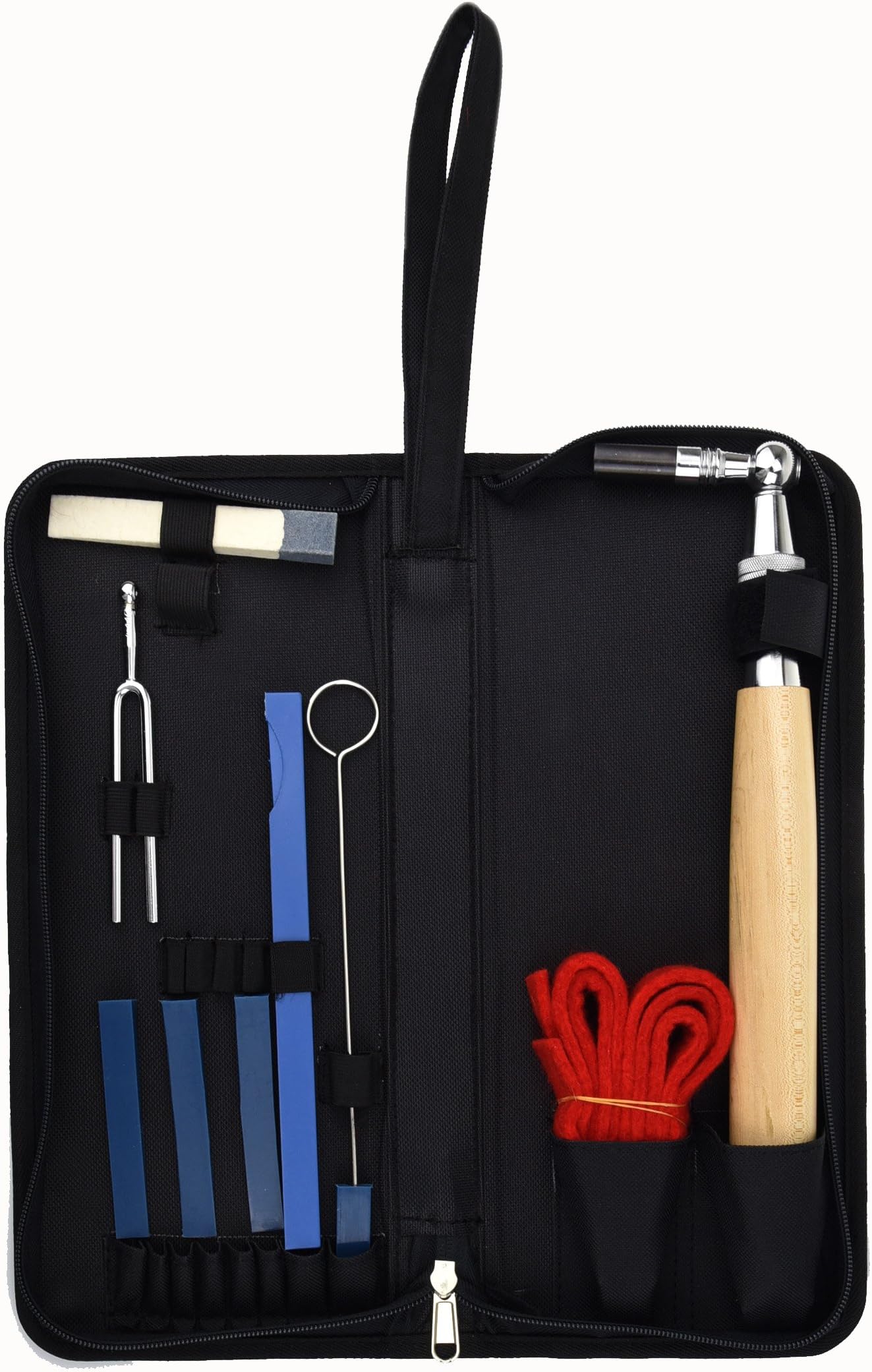 10 PCS Piano Tuning Kit Professional Piano Tuner Piano Tuning Tools Including L Shaped Tuning Hammer, Mute Rubber Mutes, Temperament Strip, Tuning Fork Wrench Hammer Handle Kit Tools and Case