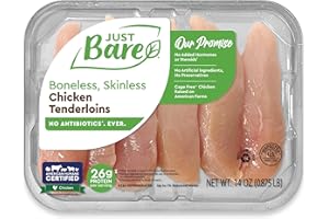 Just Bare® Natural Fresh Chicken Tenders | Antibiotic Free | Boneless | Skinless | 0.88 LB