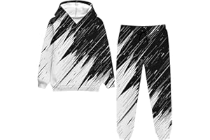 uideazone 5-14T Boys Hoodie Pant Sets Sweatsuit 3D Print Hooded Sweatshirt Sweatpant Set Kids 2 Piece Outfits Tracksuit