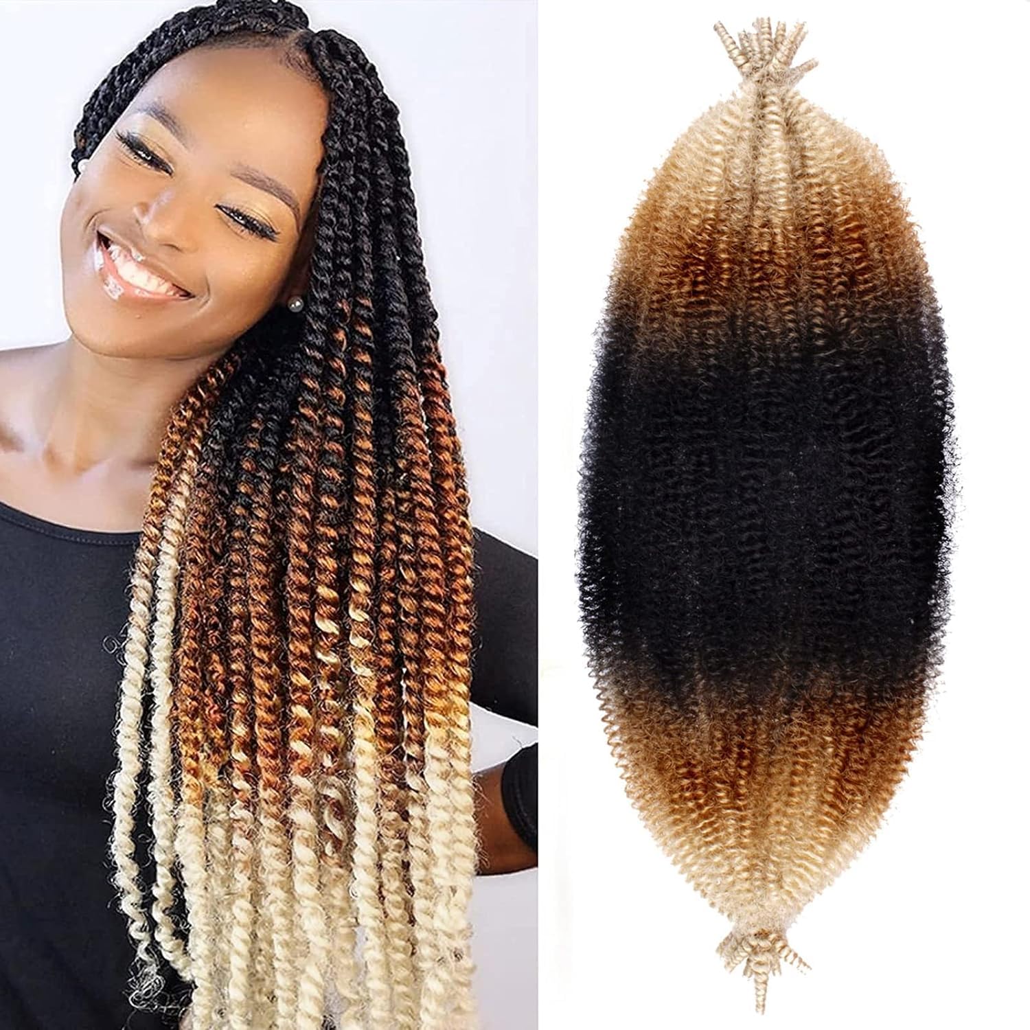 Xtrend 8 Packs Pre-Separated Spring Twist 20 Inch Soft Springy Afro Hair for Faux Locs Natural Marley Crochet Braiding Synthetic Extensions 8 Strands/Pack 1B27613# — image 1