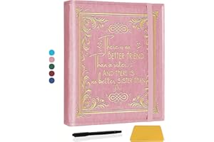 CWEGSJ Sisters Photo Album for 3x5 4x6 5x7 Pictures DIY Memory Leather Cover Album Bestie Gifts BFF Photo Album Book Soul Sisters Gifts (Album better friend-Pink)