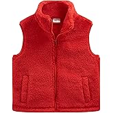 Spring&Gege Girls Boys Sherpa Fleece Vest Sleeveless Outerwear Zipper Jacket Fall Winter Warm Coat with Pockets