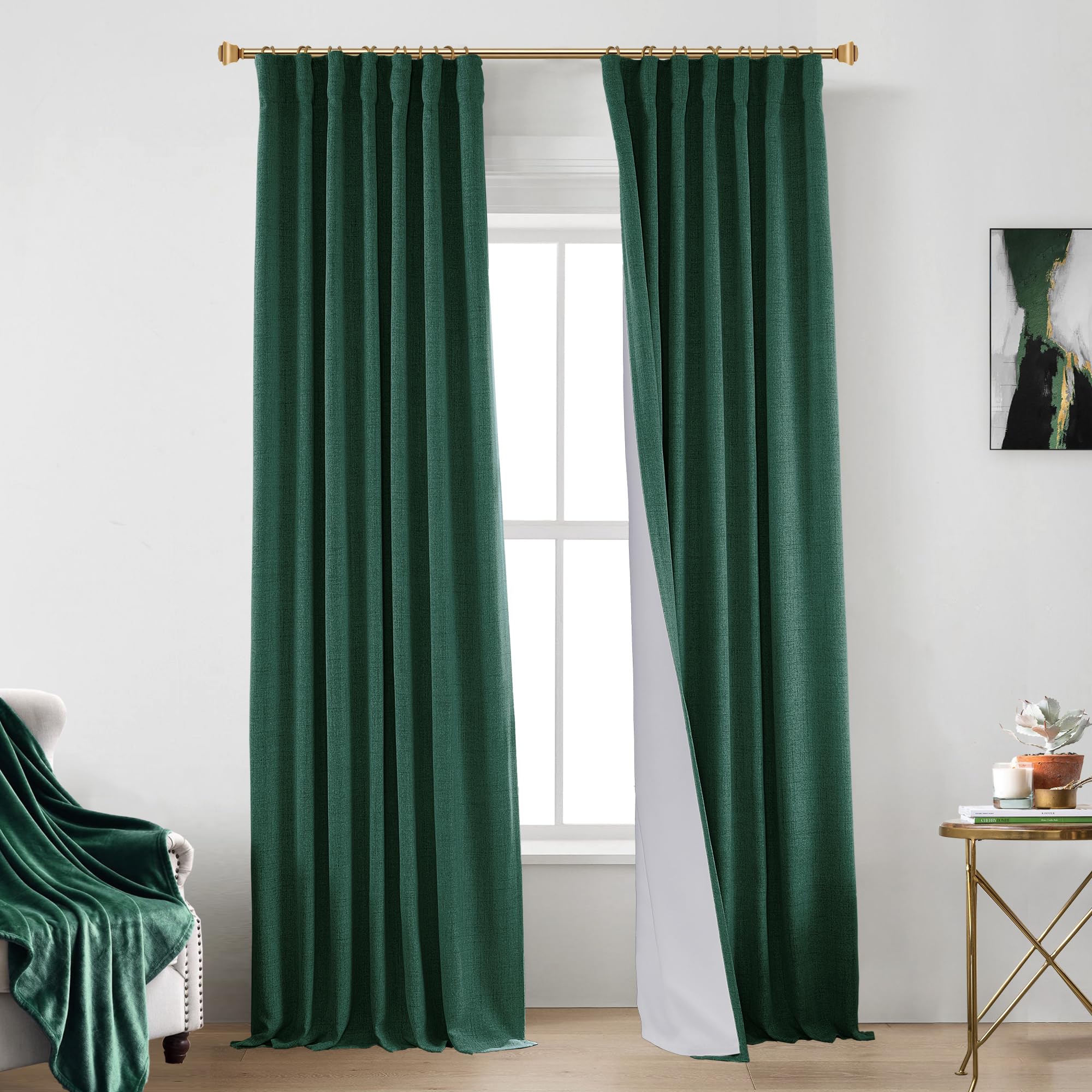 Photo 1 of PANELSBURG Green Winter Insulating Drapes for Living Room Bedroom Christmas Farmhouse Blackout Curtains 96 Inches Long Moody Curtains Noise Reducing Curtains 96 Inch