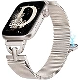 BEEXI Stainless Steel Magnetic Loop Compatible with Apple Watch Band 38mm 40mm 41mm 42mm Women Metal Mesh D-shaped Clasp Strap for iWatch SE Series 10/9/8/7/6/5/4/3/2/1/Ultra(1/2) Starlight