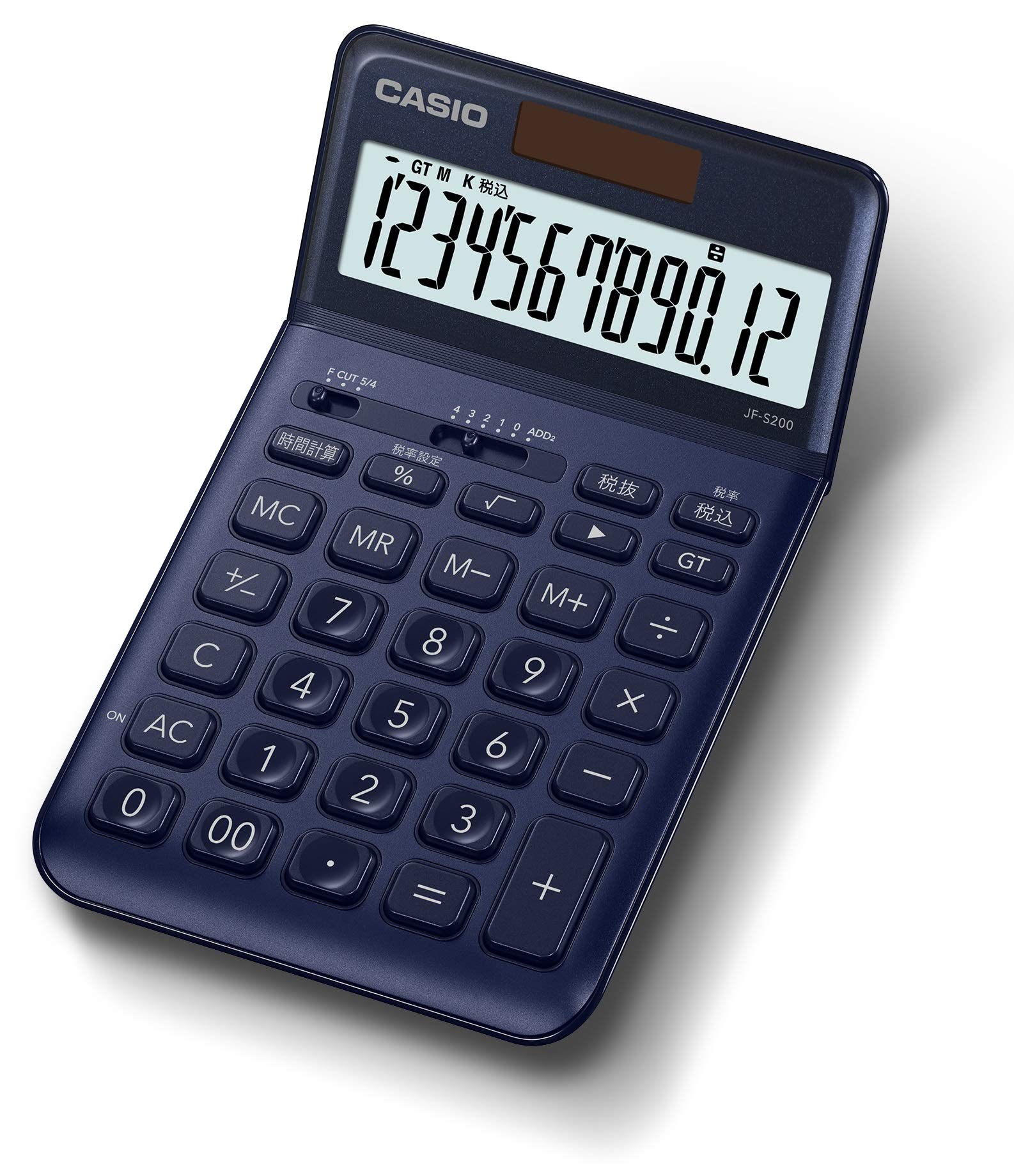 カシオ スタイリッシュ電卓 ネイビー 12桁 ジャストタイプ JF-S200-NY-N商品画像