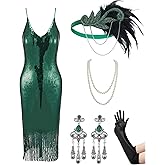 YESSA Flapper Dresses 1920s Gatsby Dresses for Women Roaring 20s Costumes Great Gatsby Outfits with 20s Accessories Set