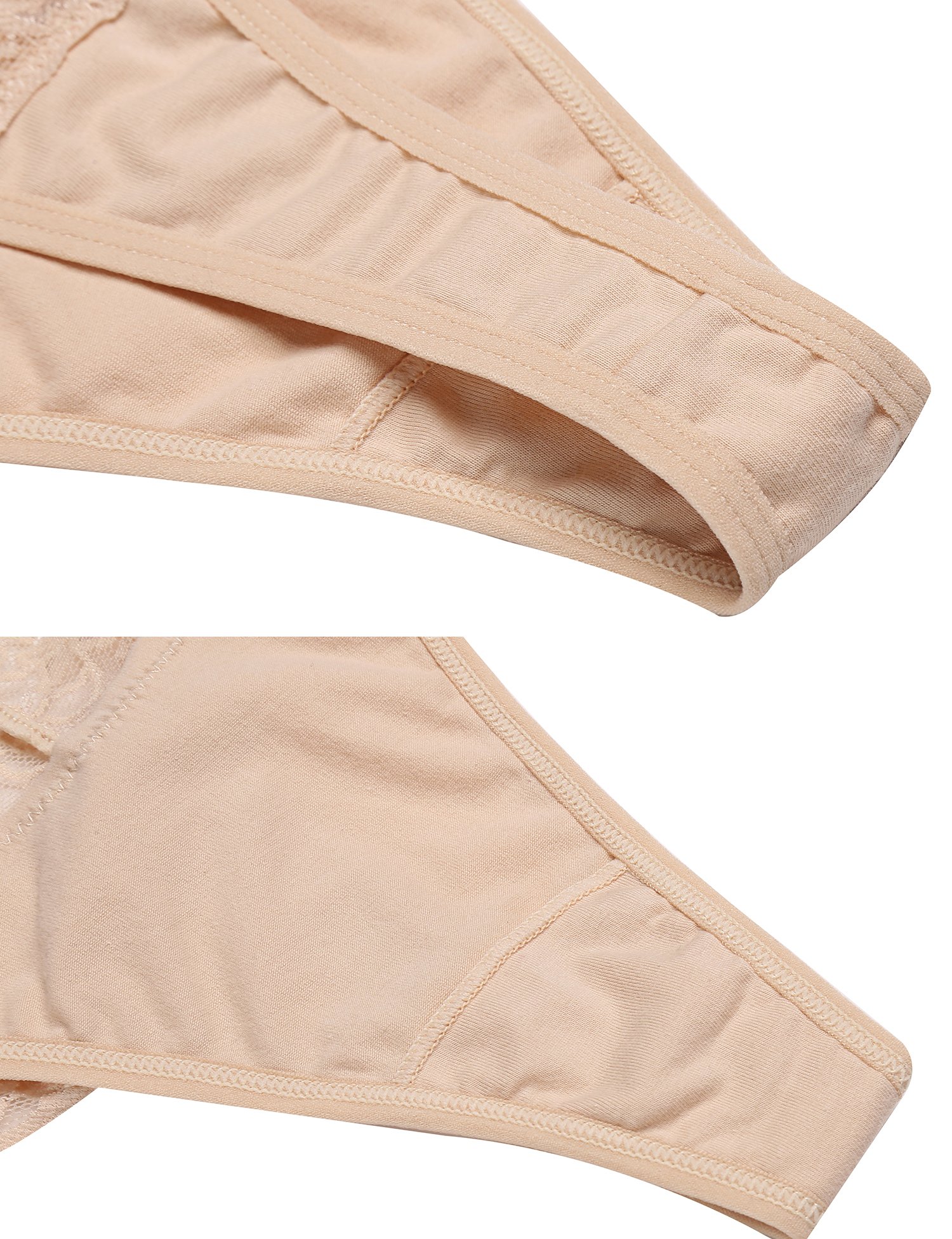 Ekouaer Women Cotton Breathable Thongs Briefs Tangas Sexy Ladies Panties Underwear 3 Pack Black/White/Apricot L