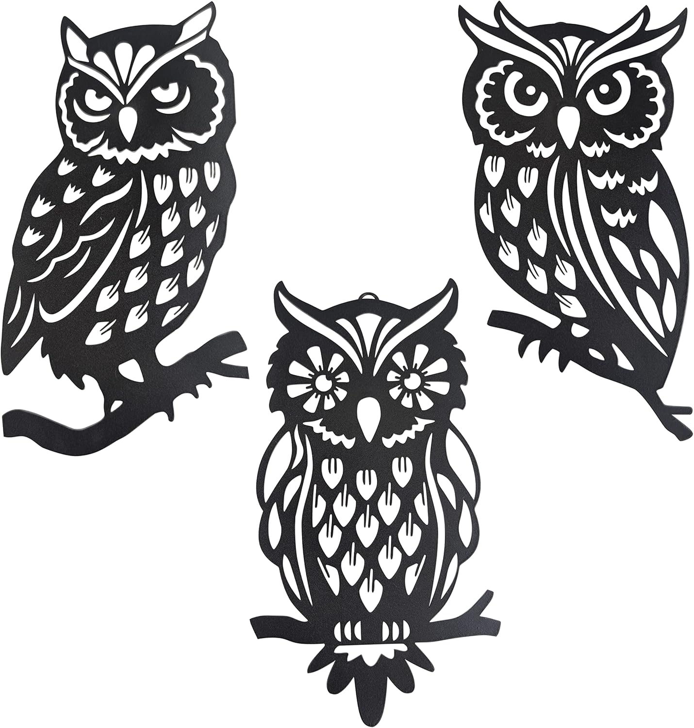 Plaques & Wall Art - Yardancer Metal Owl Wall Decor 3 Pieces Black Owl Wall Art for Farmhouse Home Office Living Room Bathroom Bedroom Indoor Outdoor Décor Handmade Gifts for Family, Friends