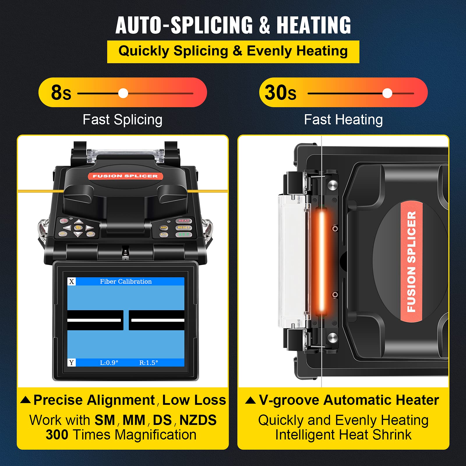 VEVOR Fiber Fusion Splicer Automatic Focus A-80S