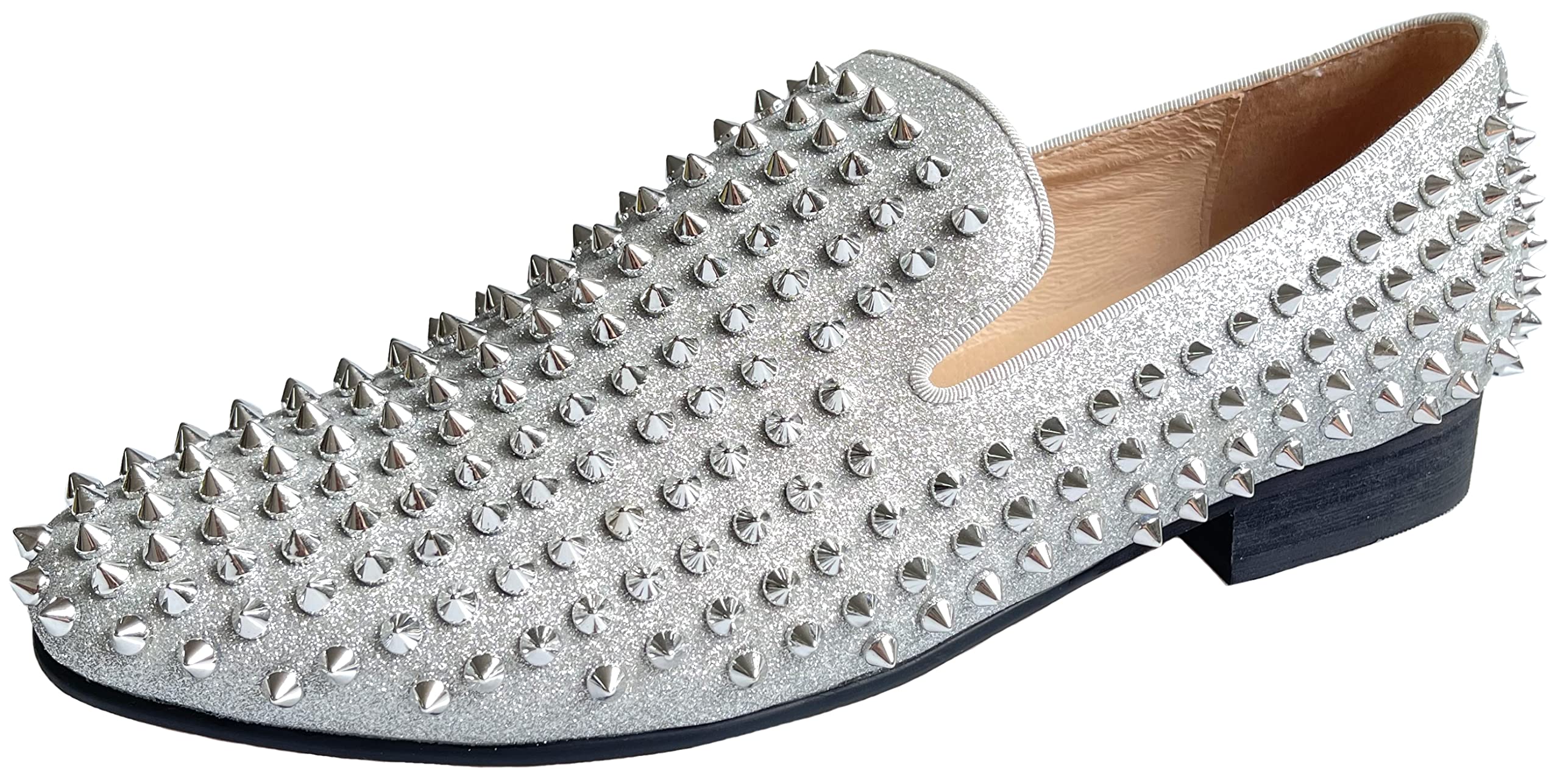 Dress Shoes Silver Shoes Amazon Prime Justar Men's Leather Spikes