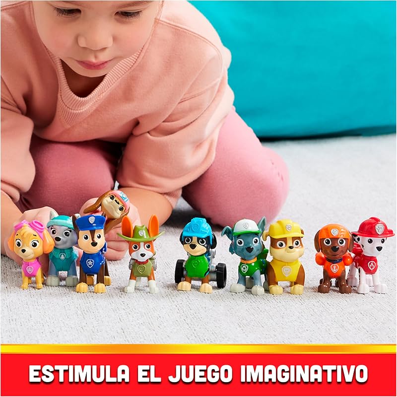 Paw patrol - paw patrol figures - pacote de presente com 10 figuras de brinquedo colecionáveis ​​​​paw patrol - 10º aniversário - 6065255 - brinquedos para crianças de 3 anos +