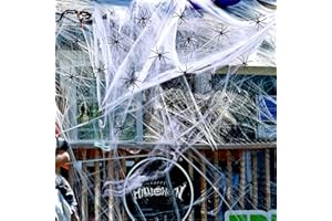GKGG 900 sqft Halloween Spider Webs Decorations with 30 Extra Fake Spiders, Super Practical Spider Web for Halloween Decor Outdoor and Indoor