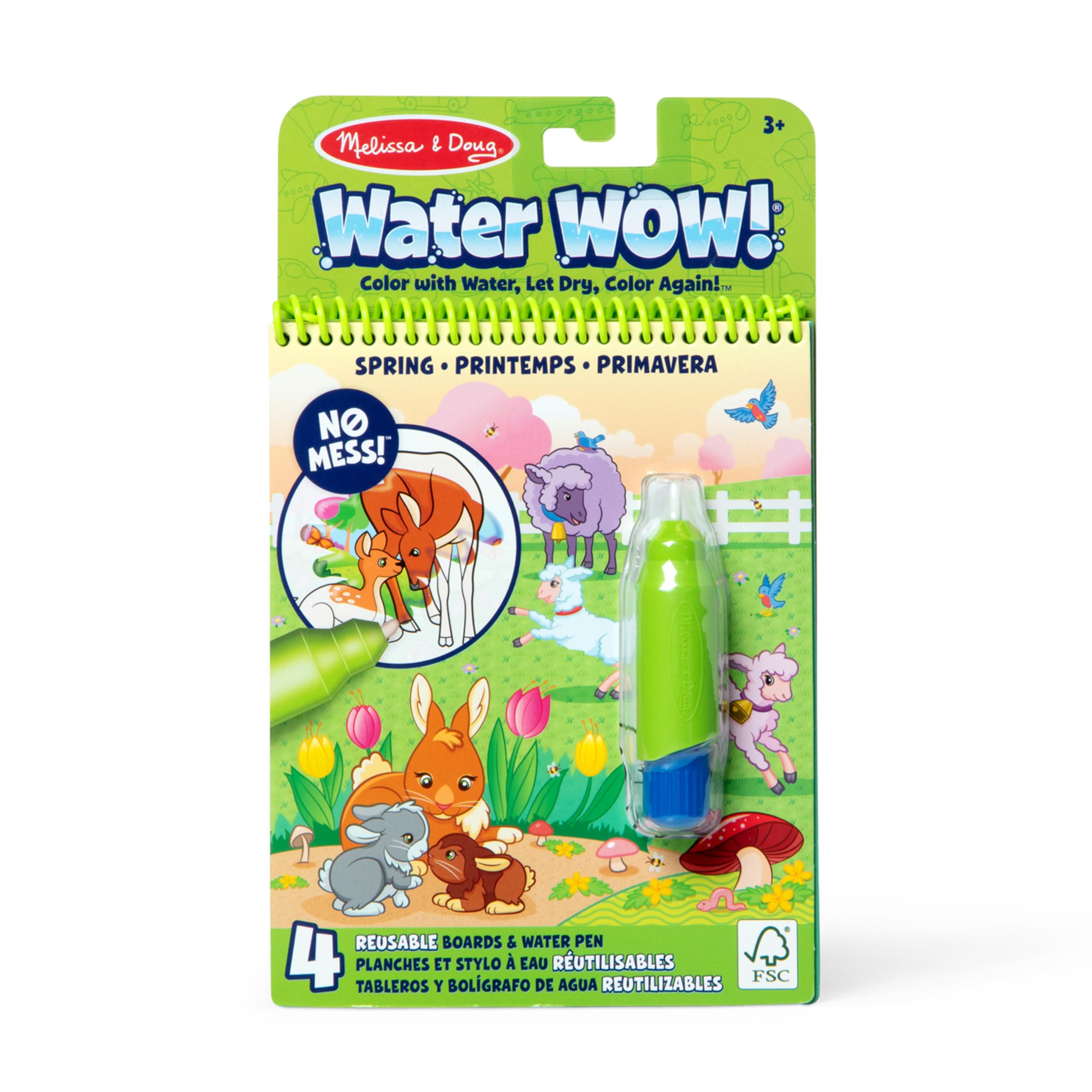 Melissa & Doug On The Go Water Wow! Mess Free Coloring Book, Reusable Water-Reveal Activity Pad, Spring, Travel Toys, Party Favors, for Toddlers & Kids Ages 3+
