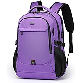 DUSLANG 17 Inch Laptop Backpack for Travel Water Resistant College Backpack for Women Laptop Bag with USB Charging Port Work Backpack,Purple