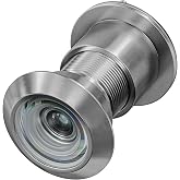 TSMIMTS Door Viewer Peephole, Brass 220 Degree HD Door Viewer, Satin Nickel | with 1-7/64&Prime; (28mm) Drill Bit and Privacy Cover, Compatible with Door Thick from 1-21/32" to 2-1/8" Fits Home Office Hotel