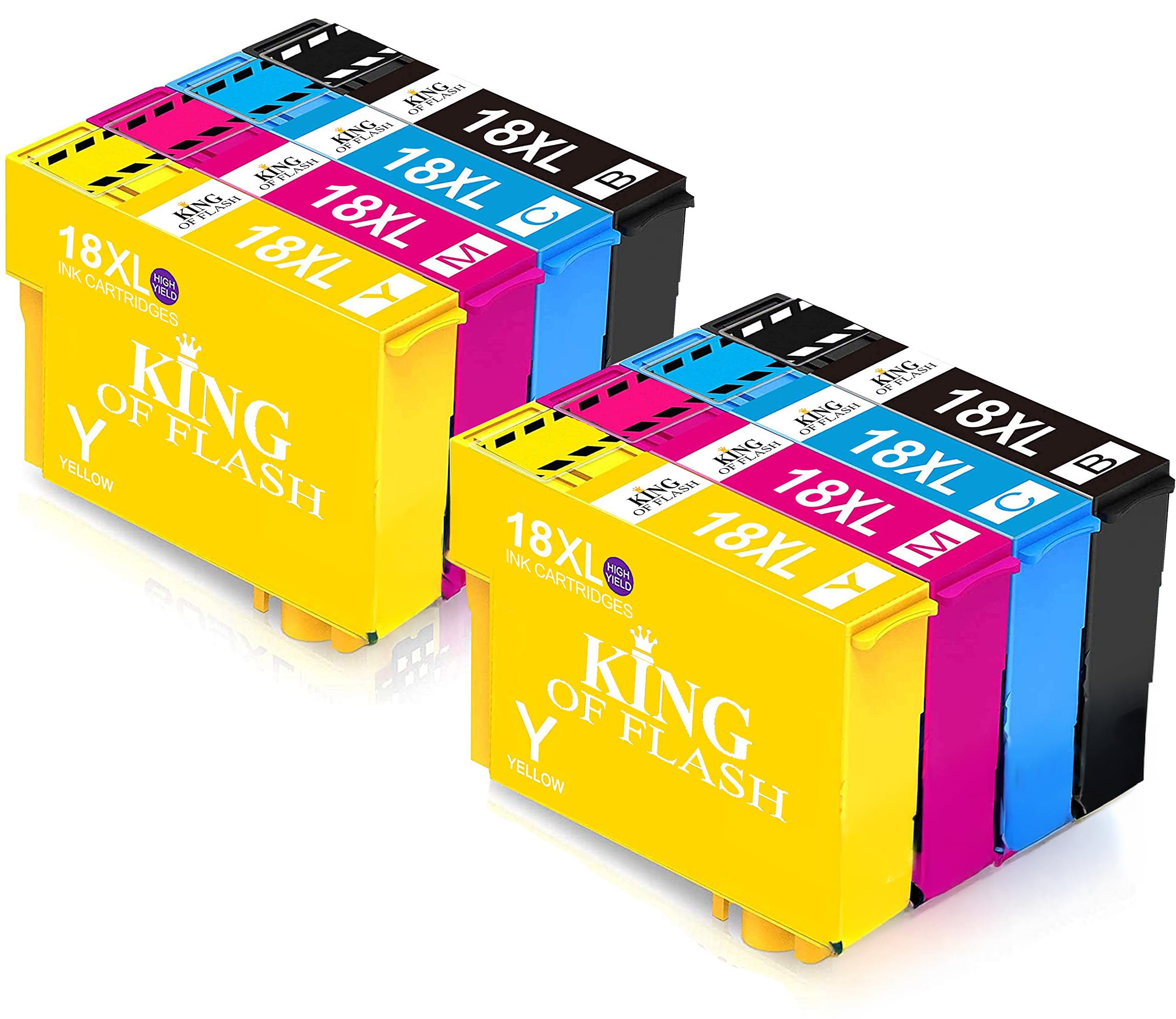 KING OF FLASH Replacement for Epson 18 18XL Black Ink Cartridges Compatible for Epson Expression Home XP-425 XP-422 XP-415 XP-412 XP-325 XP-322 XP-315 XP-312 XP-225 XP-215 XP-212 XP-405 (2 Set)