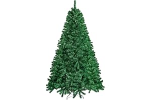 BROVIEW 7.5ft Artificial Christmas Tree, Premium Hinged Holiday Xmas Tree Pine Trees with 1346 Branch Tips, Metal Foldable Stand, Storage Bag, for Home Office Party Decoration