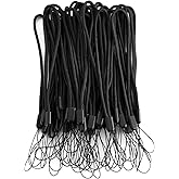 AMUU 50 Pack Wrist Lanyards Short Black Hand Wrist Lightweight Lanyard Strap String for USB Keys Keychains ID Name