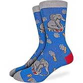 Good Luck Sock Men's Elephant Putting on Shoes Socks, Adult, Shoe Size 7-12