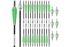 BOWSOUL Crossbow Bolts 20 22 Inch Carbon Archery Arrows 12 Pack and 6 Pack 3 Blade Hunting Broadhead Set