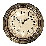 Plumeet Retro Wall Clock, 12'' Non Ticking Classic