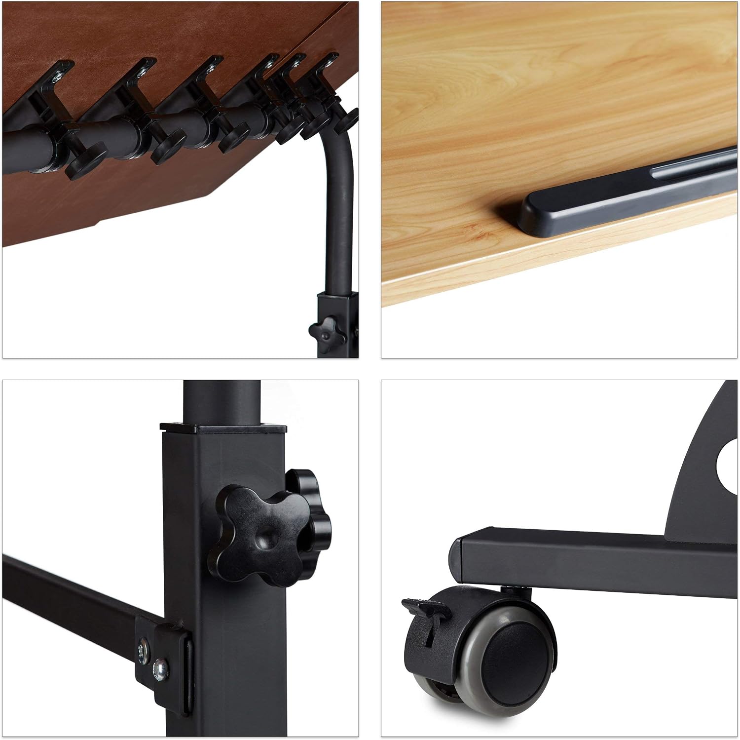 Relaxdays XXL Laptop Table Height Adjustable, 110 x 100 x 50 cm, Wood, Mobile Lecturn, Wheels with Brakes, Notebooks - Image 5