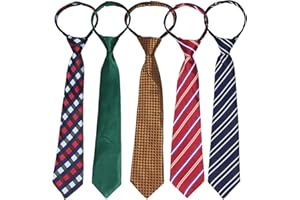 kilofly Pre-tied Adjustable Zipper Tie Kids Boys Baby Necktie Value Set of 5